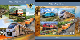 Liberia 2021, Trains In Africa, 4val In BF +BF - Treni