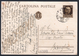 CARTOLINA POSTALE SPEDITA DA INSEGNANTE DI GIOIA DEL COLLE A BISCEGLIE NEL 1942 (INT667) - Postwaardestukken