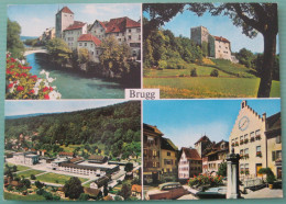 Brugg (AG) - Mehrbildkarte (schwarzer Turm / Habsburg / Kaserne / Rathaus) - Brugg