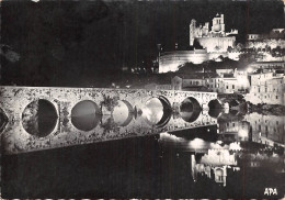 BEZIERS Panorama Sur La Cathedrale St Nazaire Vue La Nuit 11(scan Recto-verso) MA2041 - Beziers