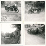 4 Photos Originales (9 X 9 Cm) - Moto René Gillet - 2 Avec Side Car - Immatriculée : 781-BW03 - Cars