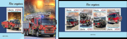 Liberia 2021, Fire Engine, 4val In BF +BF - Pompieri