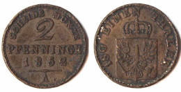 Brandenburg-Preussen 2 Pfennig 1852 A Friedrich Wilhelm IV. 1840-1861  (p144 - Piccole Monete & Altre Suddivisioni