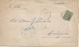 TIMBRO DATARIO DIAMETRO GRANDE ABBINATO A NUMERALE TONDO A BARRE 1272,SU PIEGO COMUNALE,1882 -ARIANO POLESINE- CODIGORO - Marcofilía