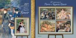 Liberia 2021, Art, Renoir, Nude, 4val In BF +BF - Nudi