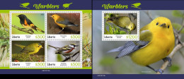 Liberia 2021, Animals, Warblers, 4val In BF +BF - Sonstige & Ohne Zuordnung