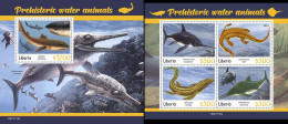 Liberia 2021, Animals, Prehistoric Water Animals, 4val In BF +BF - Prehistorics