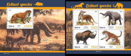 Liberia 2021, Animals, Extinct Species, 4val In BF +BF - Prehistóricos