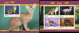 Liberia 2021, Animals, Cats, 4val In BF +BF - Domestic Cats