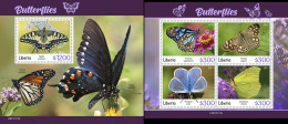 Liberia 2021, Animals, Butterflies, 4val In BF +BF - Schmetterlinge