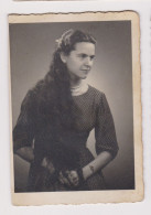 Pretty Young Woman, Lady With Long Hair, Cheveux Longs, Portrait, Vintage Orig Photo 6x8.6cm. (496) - Personnes Anonymes