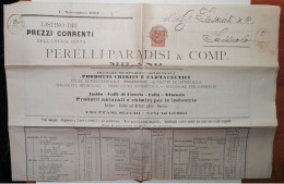 1897 - Listino Prezzi Ditta Perelli & Paradisi, Milano - Italia