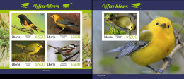 Liberia 2021, Animals, Warblers, 4val In BF +BF IMPERFORATED - Liberia