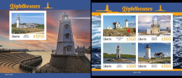 Liberia 2021, Lighthouses, 4val In BF +BF IMPERFORATED - Liberia