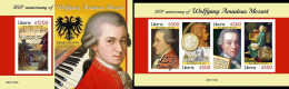 Liberia 2021, Music, Mozart, 4val In BF +BF IMPERFORATED - Liberia