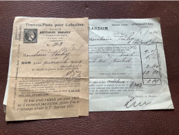 542 DOCUMENT Commercial  FACTURE Maison  ARTHUR MAURY Timbres  PARIS  Année 1920 Ans - Petits Métiers