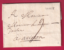 MARQUE CREST DROME 1770 LENAIN N°2 INDICE 11 POUR AVIGNON VAUCLUSE LETTRE - 1701-1800: Voorlopers XVIII