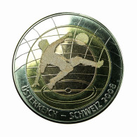 Football Medal Euro 2008 Austria Switzerland 40mm Silver & Gold Plated 02127 - Sonstige & Ohne Zuordnung