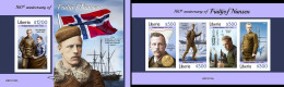 Liberia 2021, Explorer, Nansen, Ship, 4val In BF +BF IMPERFORATED - Polar Explorers & Famous People