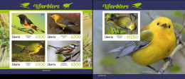 Liberia 2021, Animals, Warblers, 4val In BF +BF IMPERFORATED - Other & Unclassified