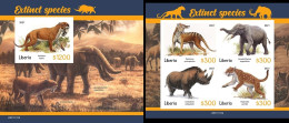 Liberia 2021, Animals, Extinct Species, 4val In BF +BF IMPERFORATED - Prehistorics