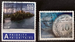 SWITZERLAND 2022 Definitives - River Landscapes; Aare & Coins: 10 Centimes Postally Used MICHEL # 2746,2751 - Oblitérés