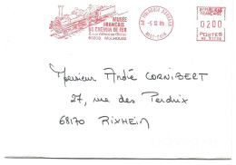 LETTRE 1989 AVEC EMA ROUGE ILLUSTREE MUSEE FRANCAIS DU CHEMIN DE FER MULHOUSE - EMA ( Maquina De Huellas A Franquear)