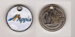 Jeton De Caddie " APPIA "  Scann Recto-verso Reproduction De La Pièce De 1 Euro (J.Luc)_Je186 - Trolley Token/Shopping Trolley Chip