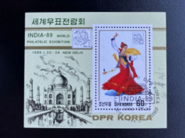 NORTH KOREA 1988 INDIA-89 EXHIBITION USED/CTO MI BL 241 DANCE COSTUMES - Korea (Noord)