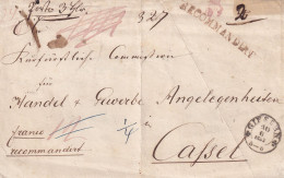 VIEILLE LETTRE DEVANT. ALLEMAGNE. RECOMANDIRT. GIFSSEN - CASSEL. FRANCO 12. 1/4. PORTO 3g - Prephilately