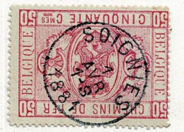 D150   SOIGNIES     POSTSTEMPEL  OP SPOORWEGZEGEL N° 4 - Usados