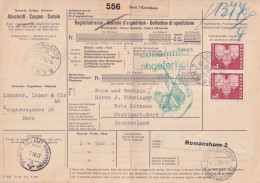 Begleitadresse  Bern Kornhaus - Stuttgart  (Zollamtlich Abgefertigt)       1962 - Cartas & Documentos