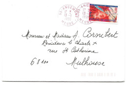 LETTRE 1996  AVEC CACHET ROUGE 55 ANCEMONT MEUSE - Manual Postmarks
