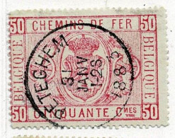 D154  DUBBEL  UUR   PETEGHEM     POSTSTEMPEL  OP SPOORWEGZEGEL N° 4 - Used