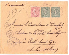 PARIS 28 C 66 Bd St Germain Lettre Recommandée Ob Hexagonale 23 10 1905 Semeuse Lignée 10c 15c Yv 129 130 - Manual Postmarks