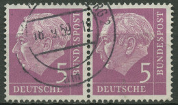 Bund 1954 Th. Heuss I Bogenmarken 179 Waag. Paar Gestempelt - Used Stamps