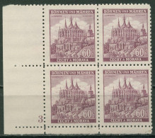 Böhmen & Mähren 1939 Eckrand-4er-Block 50er-Bogen 27 Pl.-Nr. 3 Postfrisch - Unused Stamps