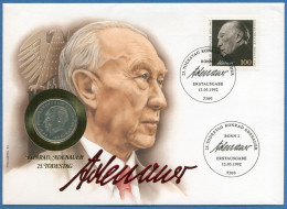 Bund 1992 Konrad Adenauer Numisbrief Mit 2 DM Zum 252. Todestag (N27) - Lettres & Documents