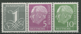 Bund 1958 Heuss Und Ziffer Zusammendruck W 18 X Mit Falz - Se-Tenant