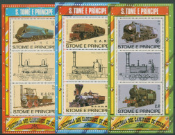 Sao Tomé Und Príncipe 1982 Eisenbahn Dampfloks Block 114/16 Postfrisch (C29380) - Sao Tome Et Principe