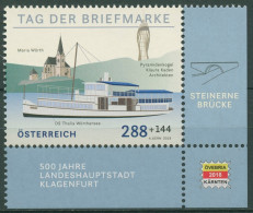 Österreich 2018 Tag Der Briefmarke Wörthersee Schiff 3399 Ecke Postfrisch - Neufs