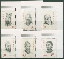 China 2000 Philosophen Konfuzius 3186/91 Ecke Postfrisch - Nuevos