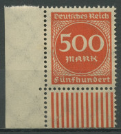 Deutsches Reich 1923 Ziffern Walzendruck 272 W UR Ecke 3 Postfrisch - Ungebraucht