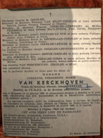 Madame Carline Van Kerckhoven Veuve Jekeler Florent *1893 Hingene +1968 Schilde De Beukelaar Van Hilst Meeus - Obituary Notices