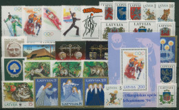 Lettland 1994 Jahrgang Komplett (363/92, Block 4) Postfrisch (G60049) - Letland