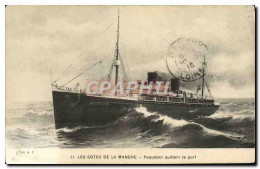 CPA Les Cotes De La Manche Paquebot Quittant Le Port Paquebot La Touraine - Steamers