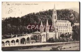 CPA Lourdes La Basilique Et Le Rosaire - Lourdes