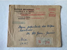 Vincennes 1939 - EMA & Vignette Avec Griffe - Banques Populaires - Affrancature Meccaniche Rosse (EMA)