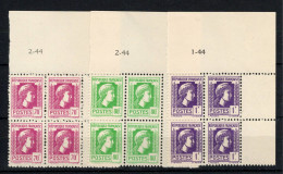 Coin Daté - YV 635 / 636 / 637 En Coins Datés N** MNH Luxe Complets - 1940-1949