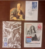 Cartes "Maximum" _Oblitérations Journée Du Timbre :Diderot 1984- Sabine 1980 - Louvois 1947 - Altri & Non Classificati